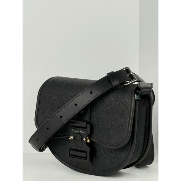CHRISTIAN DIOR Gallop Flap Black Leather [Mini] Messenger Bag - Picture 1 of 16